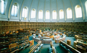 The British Library Reading Room inside the British Museum, Bloomsbury, before the move of the British Library to its current location at St.Pancras.